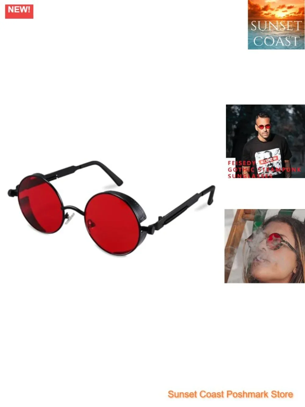 Retro Steampunk Round Metal Frame Sunglasses UV400